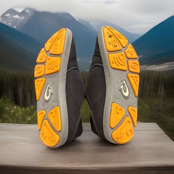 Olukai Nohea Mesh Men\'s Gray Orange Slip On Slide Boat Deck  10188-4242 USM8 main image 6